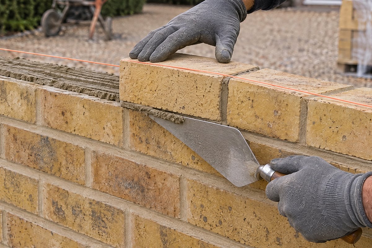 Excess cut off with the trowel edge