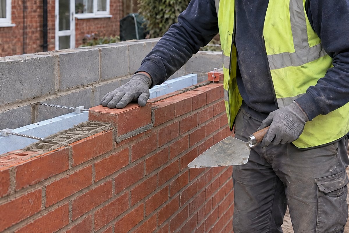 Matched facing brick, course by course