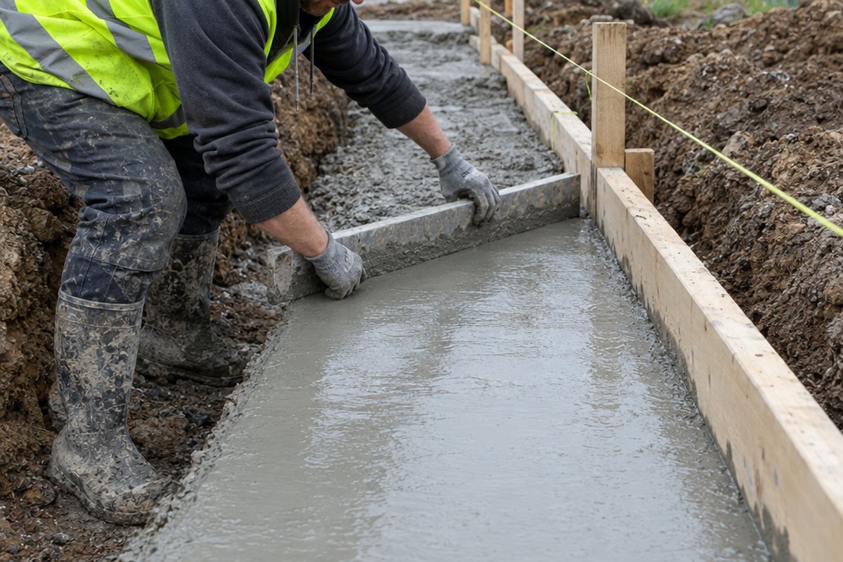 Trenches poured and levelled
